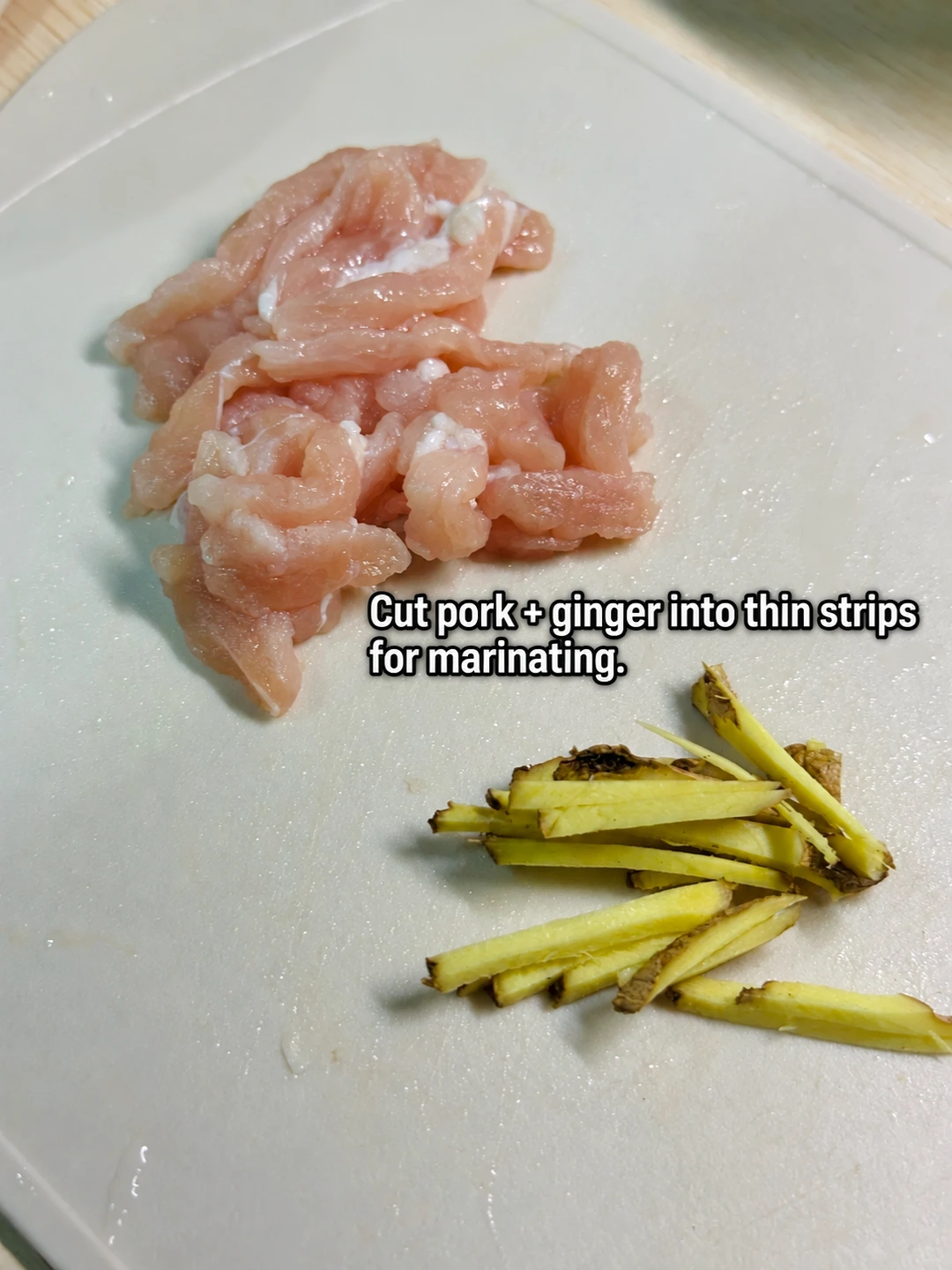 English-captioned photographs showing ingredient preparation and cooking for Century Egg and Lean Pork Congee.